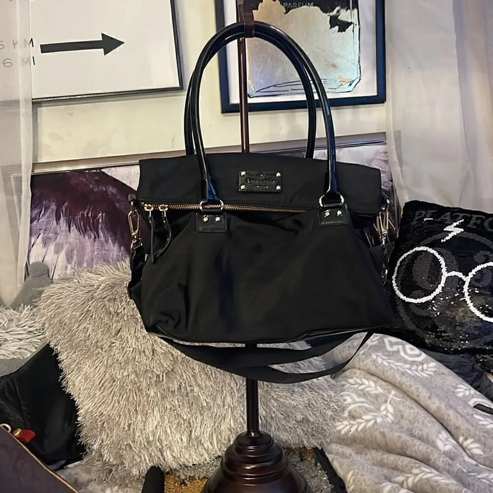 Kate Spade Carmen black nylon convertible crossbody bag